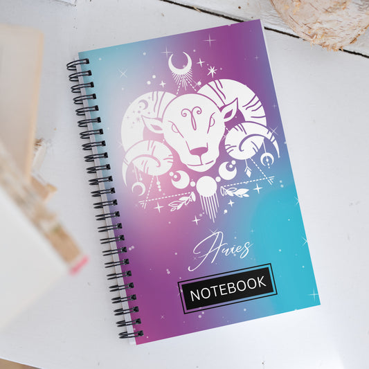 Aries Zodiac Sign Spiral Notebook