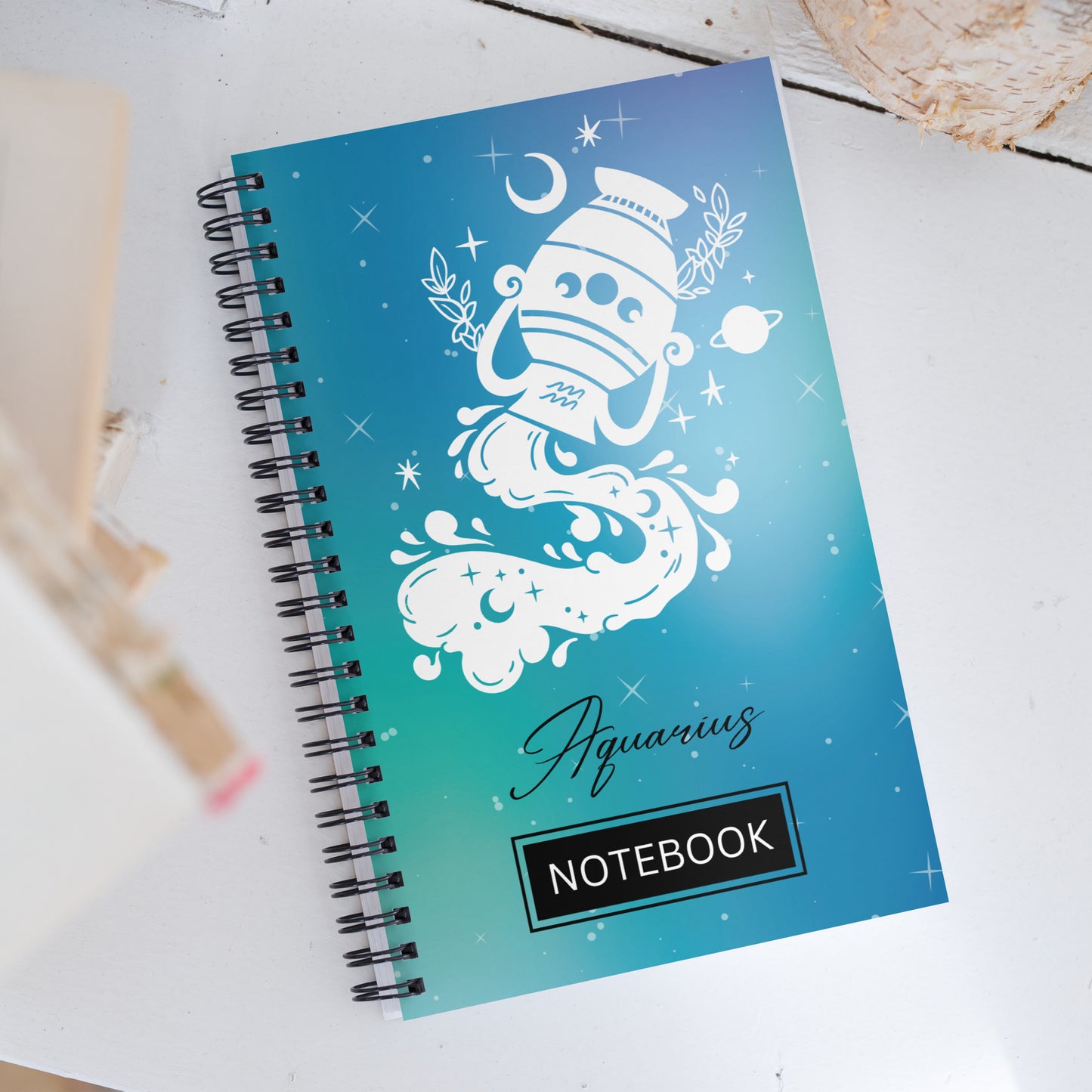 Aquarius Zodiac Sign Spiral Notebook