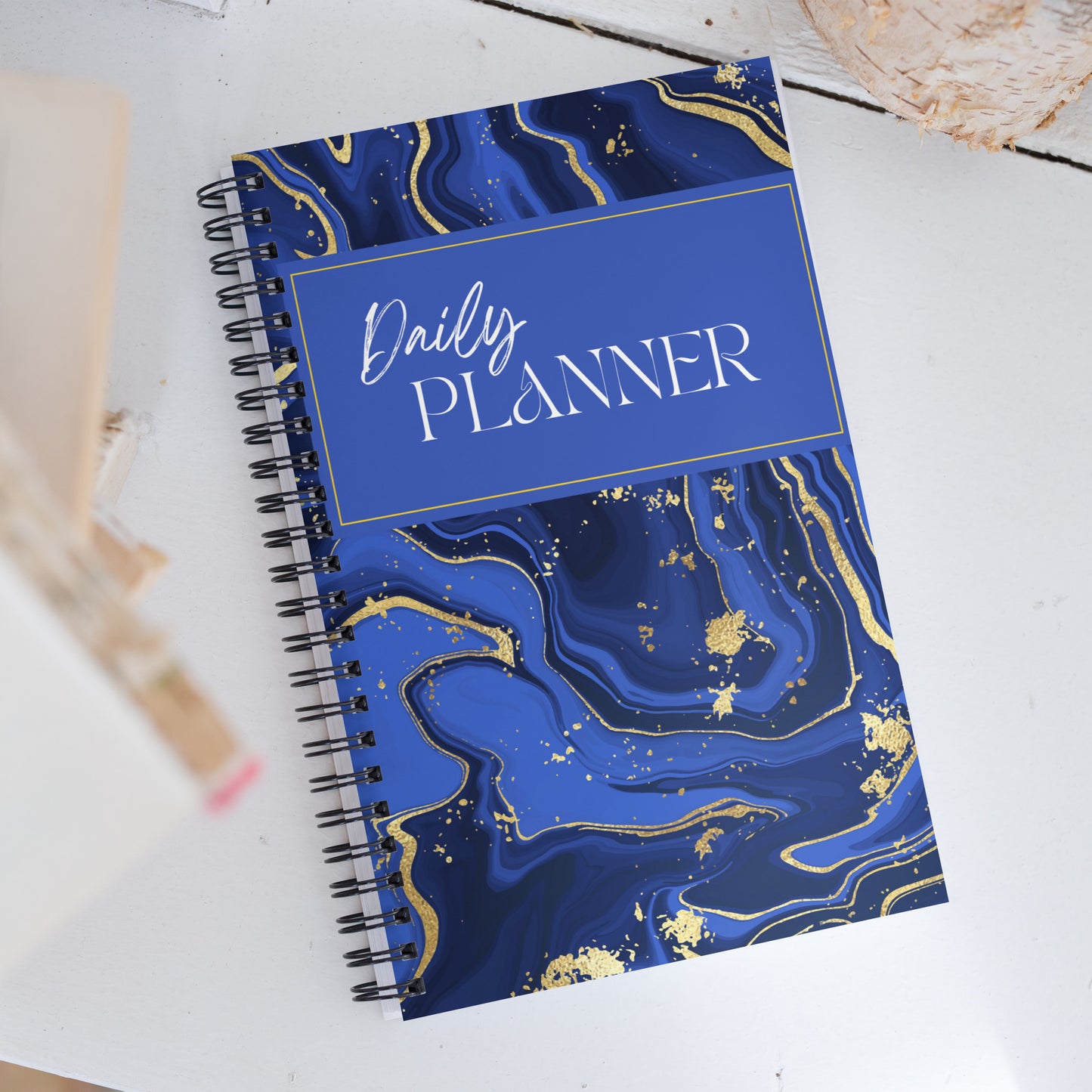 Daily Planner Blue Marble Spiral Notebook