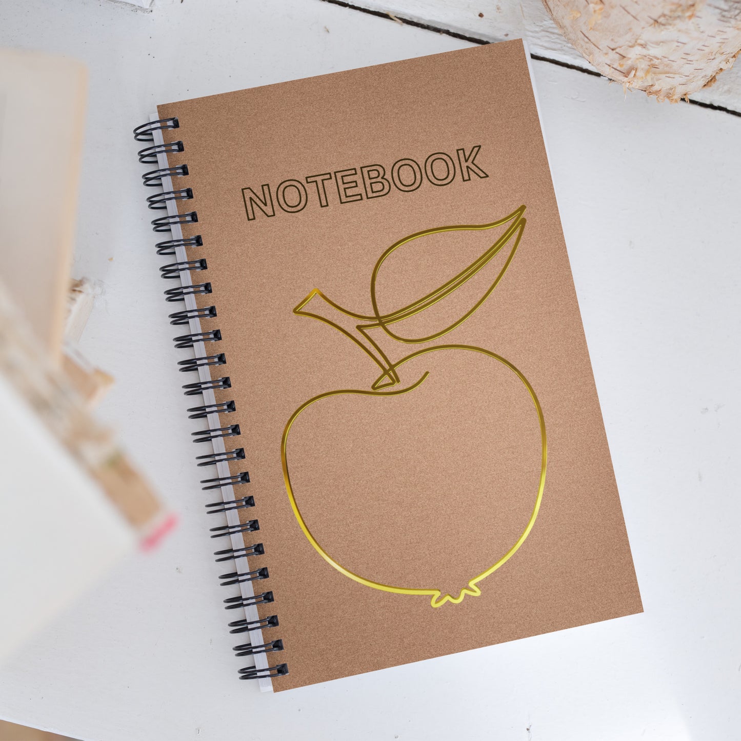 Brown & Gold Apple Spiral Notebook