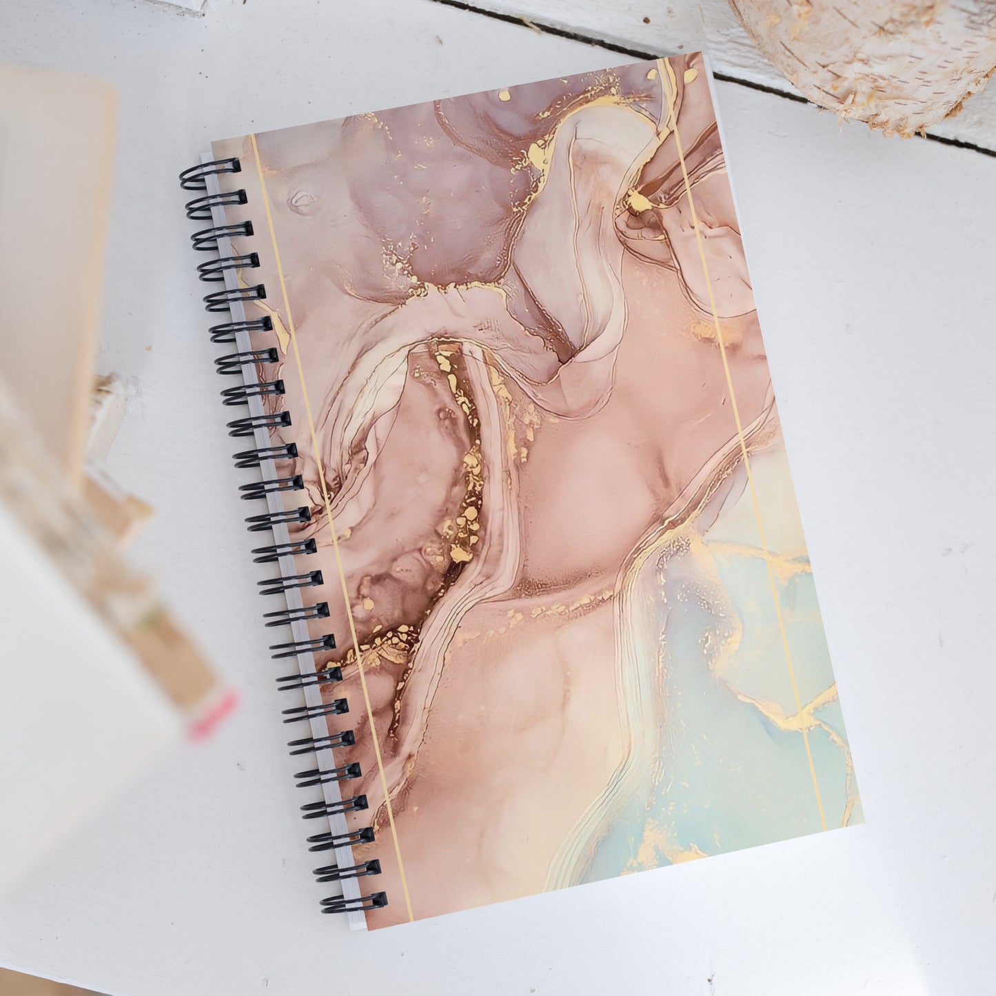 Peach Marble Spiral Notebook