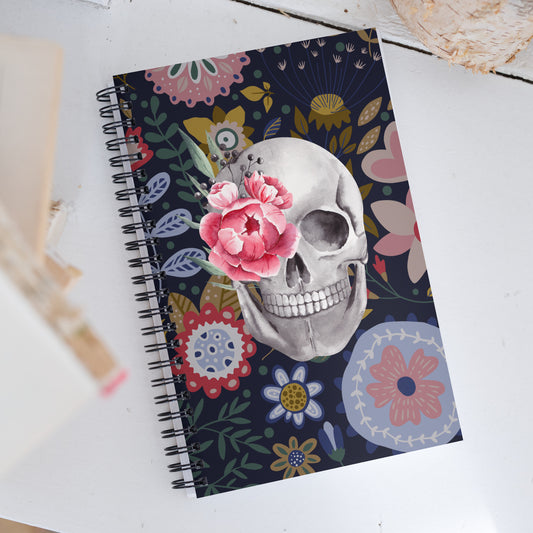 Peony Skull Spiral Notebook